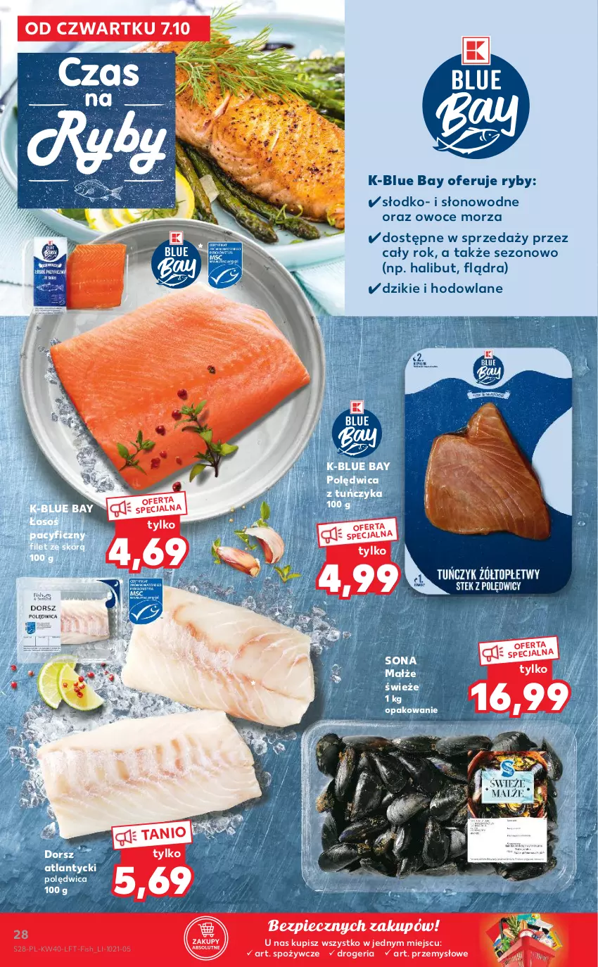 Gazetka promocyjna Kaufland - OFERTA TYGODNIA - ważna 07.10 do 13.10.2021 - strona 28 - produkty: Dorsz, Halibut, Małże, Owoce, Owoce morza, Piec, Polędwica, Tuńczyk