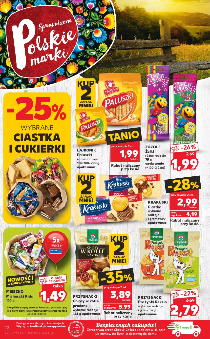 Gazetka promocyjna Kaufland - OFERTA TYGODNIA - ważna 28.10 do 03.11.2021 - strona 12 - produkty: Chipsy, Ciastka, Cukier, Cukierki, Gra, Krakus, Krakuski, Lajkonik, Olma, Piec, Przysnacki, Rama, Waga