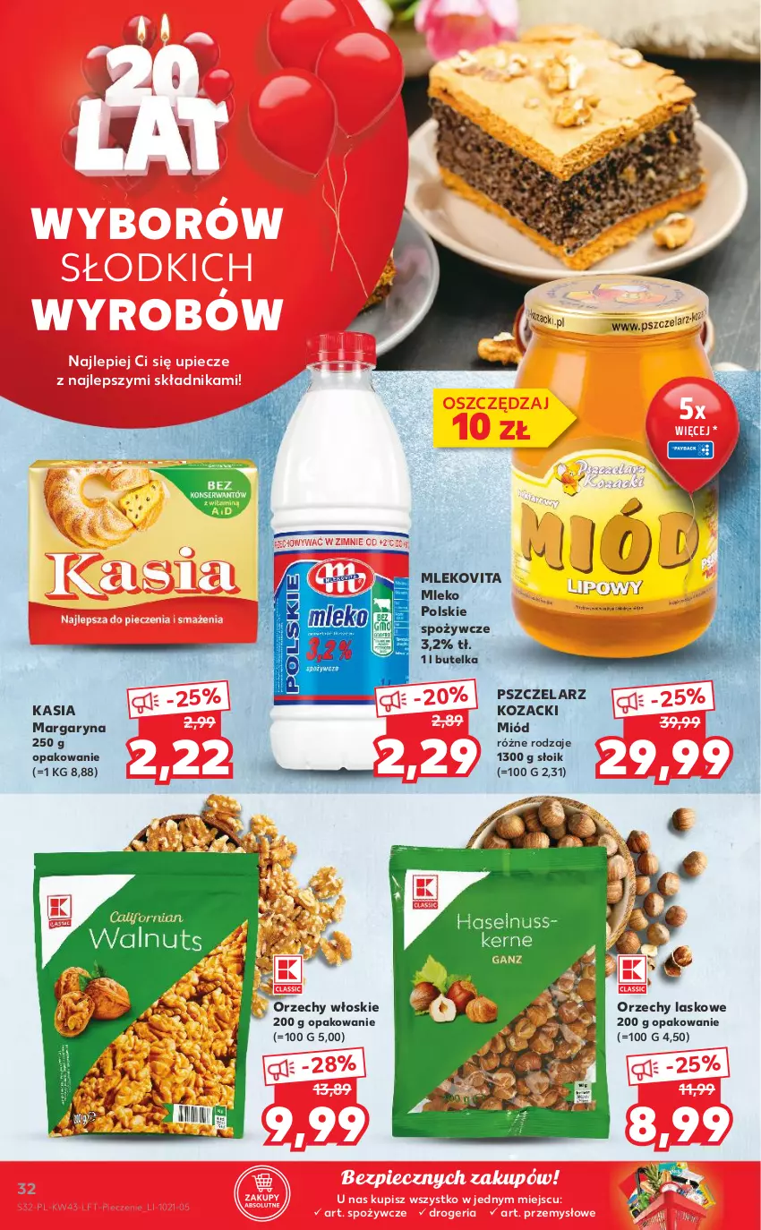 Gazetka promocyjna Kaufland - OFERTA TYGODNIA - ważna 28.10 do 03.11.2021 - strona 32 - produkty: Kasia, Margaryna, Miód, Mleko, Mlekovita, Orzechy włoskie, Piec