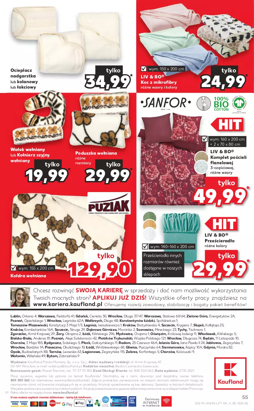 Gazetka promocyjna Kaufland - OFERTA TYGODNIA - ważna 28.10 do 03.11.2021 - strona 55 - produkty: Dres, Fa, Inka, Koc, Kołdra, Komplet pościeli, Orka, Poduszka, Pościel, Prześcieradło, Sos, Telefon, Top, Wałek