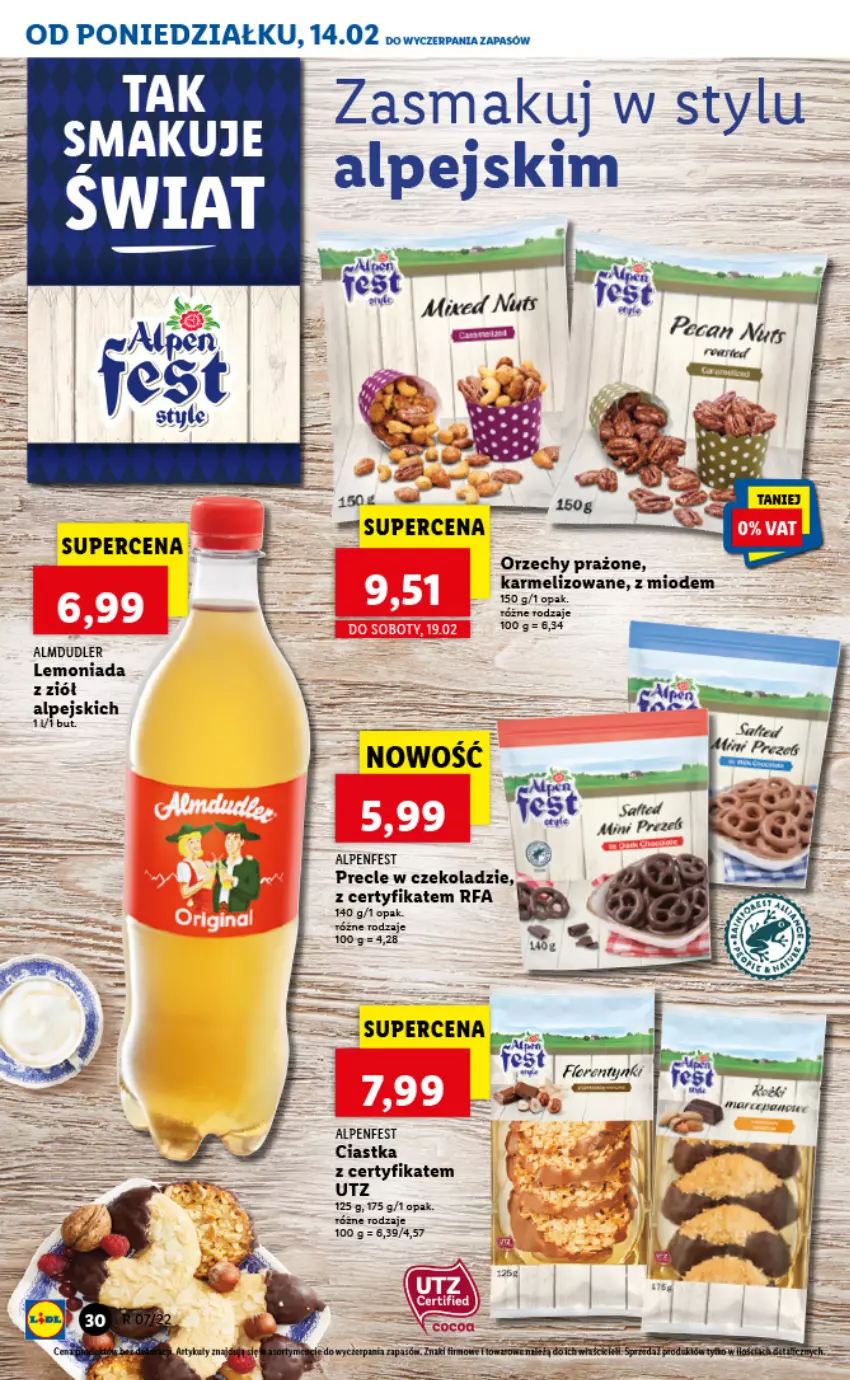 Gazetka promocyjna Lidl - GAZETKA - ważna 14.02 do 16.02.2022 - strona 30 - produkty: Ciastka, Fa, Lemoniada, Precle