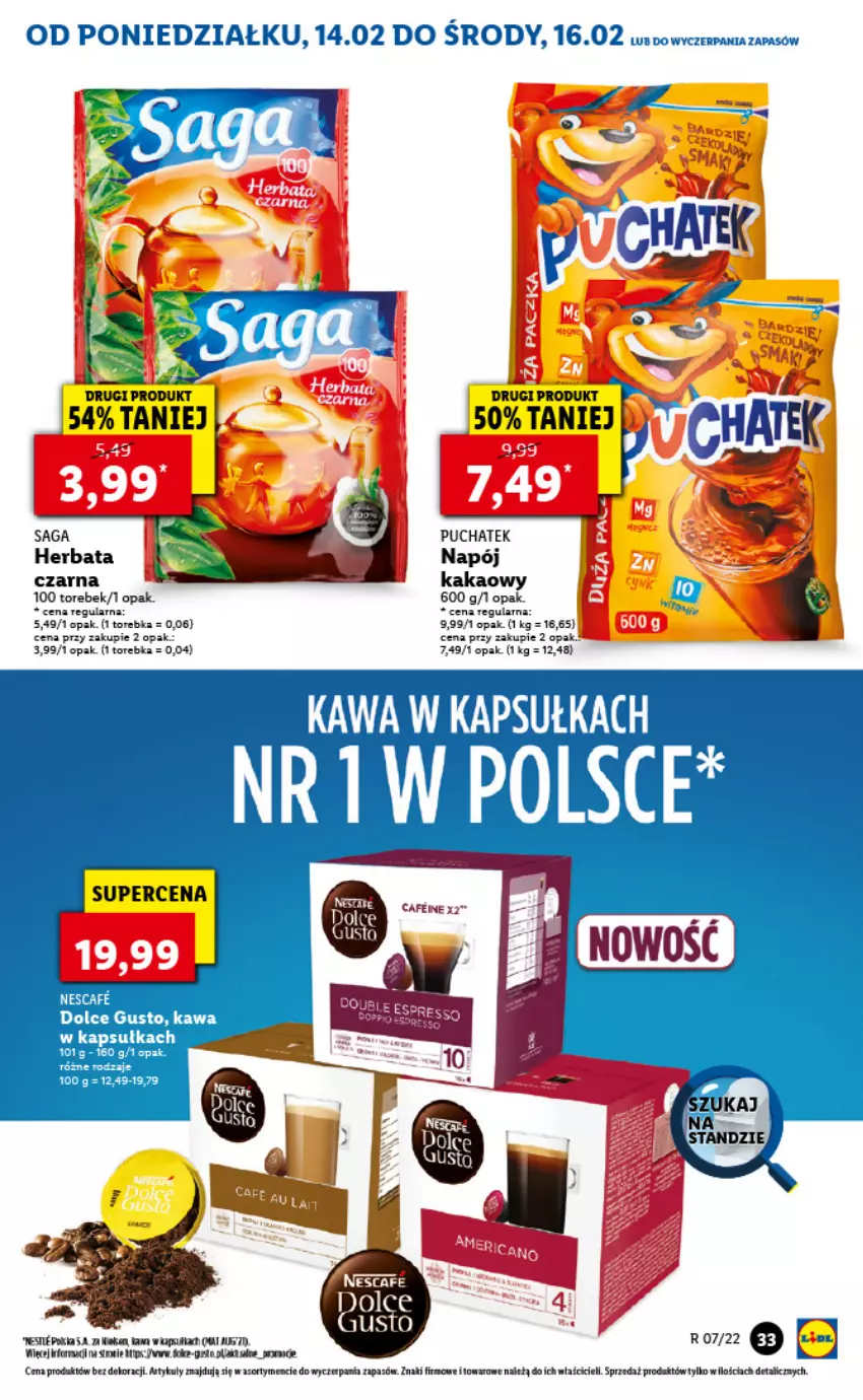 Gazetka promocyjna Lidl - GAZETKA - ważna 14.02 do 16.02.2022 - strona 33 - produkty: Dolce Gusto, Fa, Kakao, Napój, Torebka