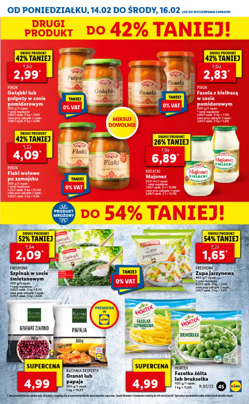 Gazetka promocyjna Lidl - GAZETKA - ważna 14.02 do 16.02.2022 - strona 45 - produkty: Brukselka, Fa, Gra, Granat, Kuchnia, Papaja, Rama, Sos, Szpinak, Zupa