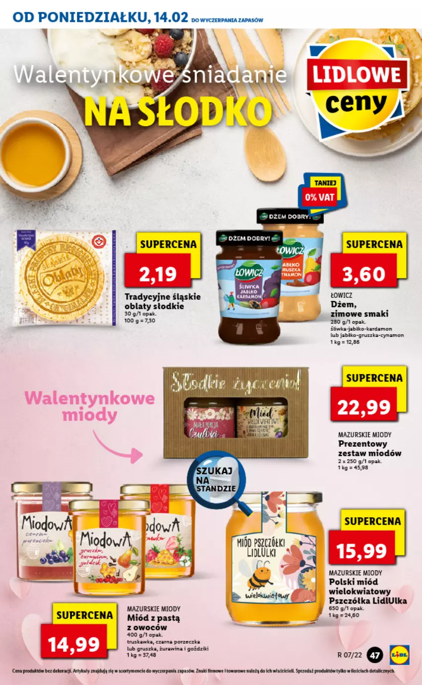 Gazetka promocyjna Lidl - GAZETKA - ważna 14.02 do 16.02.2022 - strona 47 - produkty: Dżem, Fa, Miód, Por