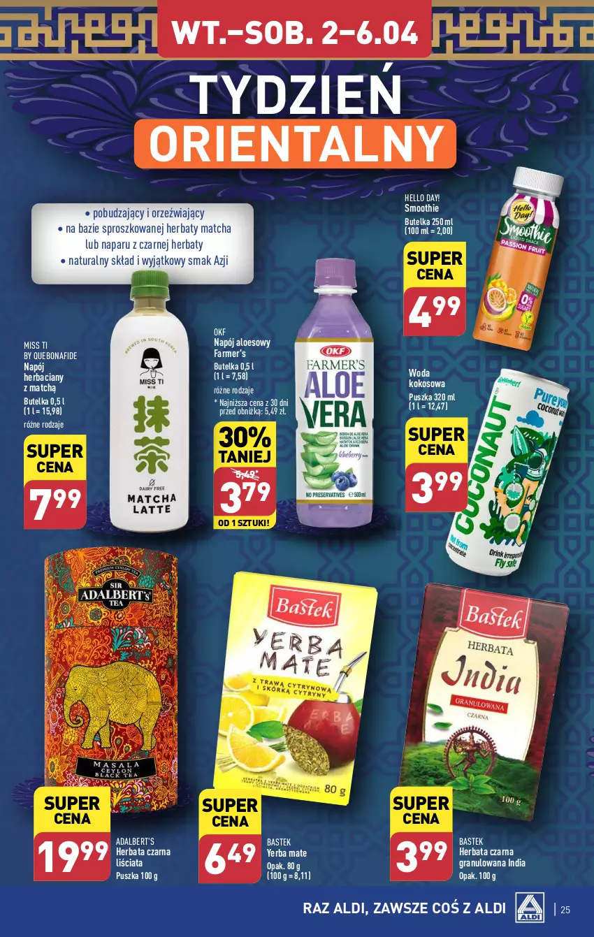 Gazetka promocyjna Aldi - Pełna oferta - ważna 02.04 do 06.04.2024 - strona 25 - produkty: Fa, Gra, Herbata, Herbata czarna, Kokos, Napój, Smoothie, Stek, Woda