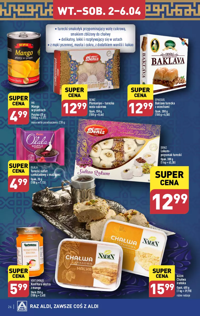 Gazetka promocyjna Aldi - Pełna oferta - ważna 02.04 do 06.04.2024 - strona 26 - produkty: Chałwa, Kakao, Konfitura, Mango, Wata cukrowa