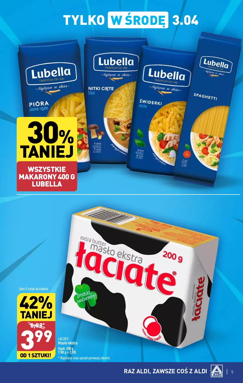 Gazetka promocyjna Aldi - Pełna oferta - ważna 02.04 do 06.04.2024 - strona 5 - produkty: Bell, Bella, Lubella, Makaron, Masło