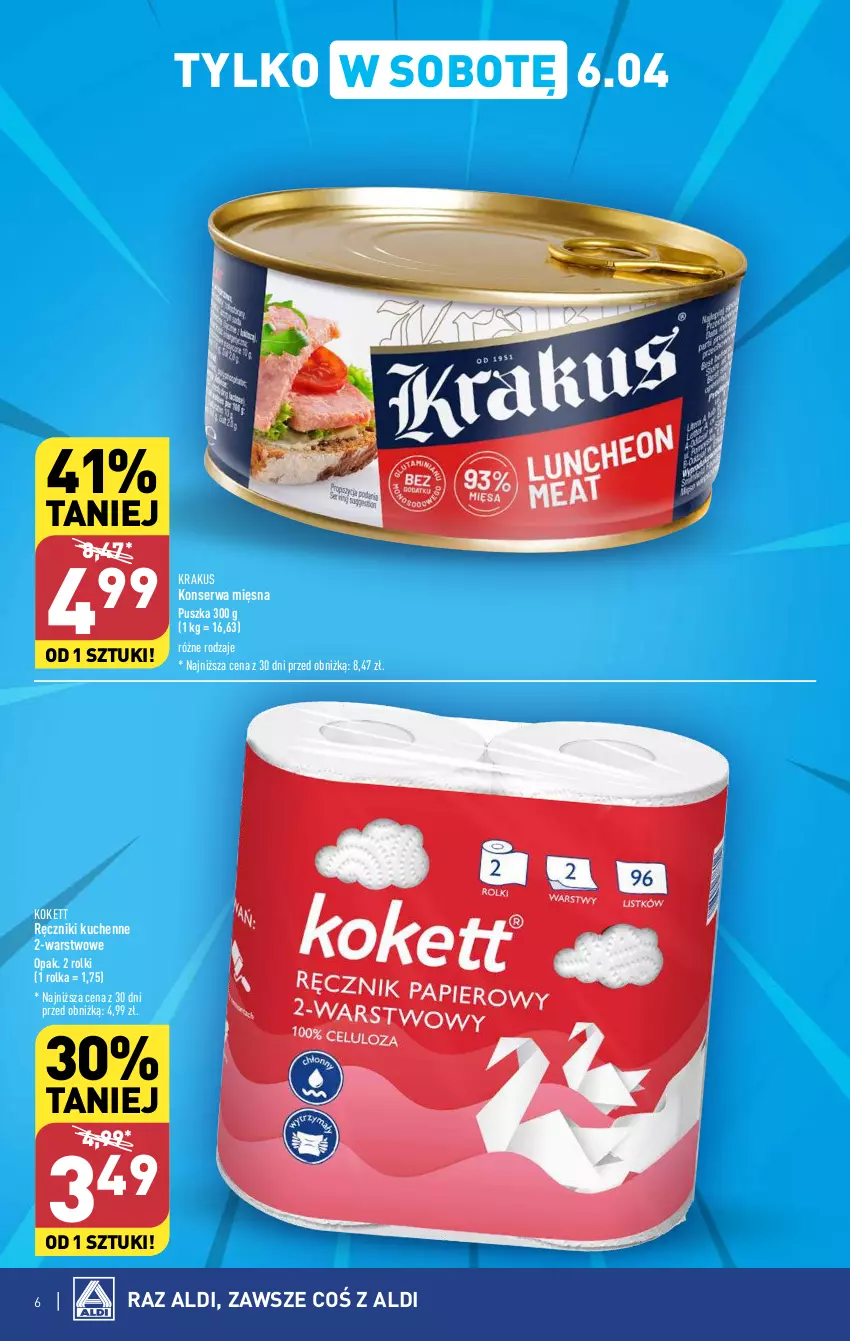 Gazetka promocyjna Aldi - Pełna oferta - ważna 02.04 do 06.04.2024 - strona 6 - produkty: Krakus, Ręcznik, Rolki, Ser