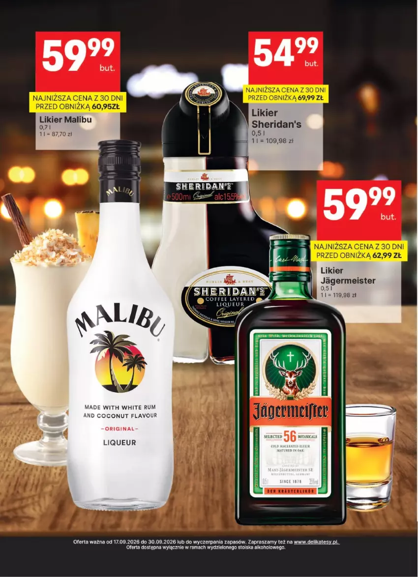 Gazetka promocyjna Delikatesy Centrum - Delibarek DC38-DC39 - ważna 17.09 do 30.09.2026 - strona 12 - produkty: Gin, Jagermeister, Likier, Malibu, Rama, Rum, Sheridan's