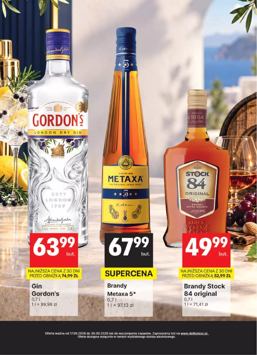 Gazetka promocyjna Delikatesy Centrum - Delibarek DC38-DC39 - ważna 17.09 do 30.09.2026 - strona 14 - produkty: Brandy, Gin, Gordon's, Metaxa, Rama, Stock