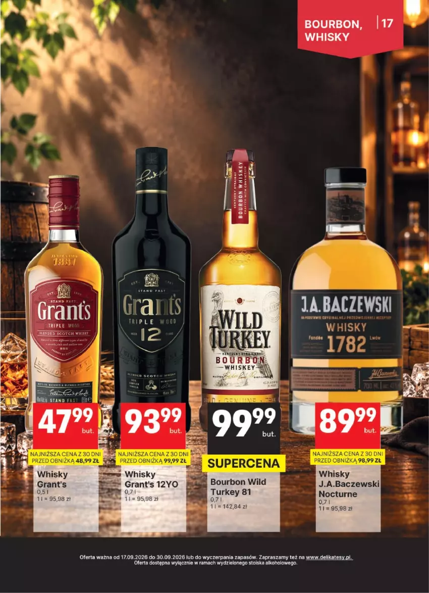 Gazetka promocyjna Delikatesy Centrum - Delibarek DC38-DC39 - ważna 17.09 do 30.09.2026 - strona 17 - produkty: Bourbon, Gra, Grant's, Rama, Sok, Whiskey, Whisky, Wild Turkey