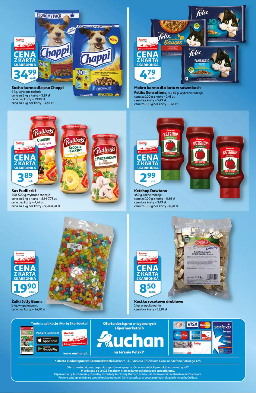 Gazetka promocyjna Auchan - Skarbonka #28 - ważna 15.07 do 21.07.2021 - strona 4 - produkty: Bulion, Chappi, Dawtona, Jelly beans, Ketchup, Lion, Mokra karma, Pudliszki, Sati, Sos, Sucha karma