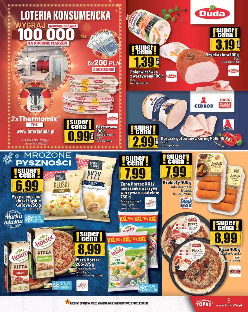 Gazetka promocyjna Topaz - Gazetka - ważna 07.03 do 13.03.2024 - strona 3 - produkty: Hortex, Krokiety, Kurczak, Mieszanka warzyw, Ogród, Top, Warzywa, Zupa