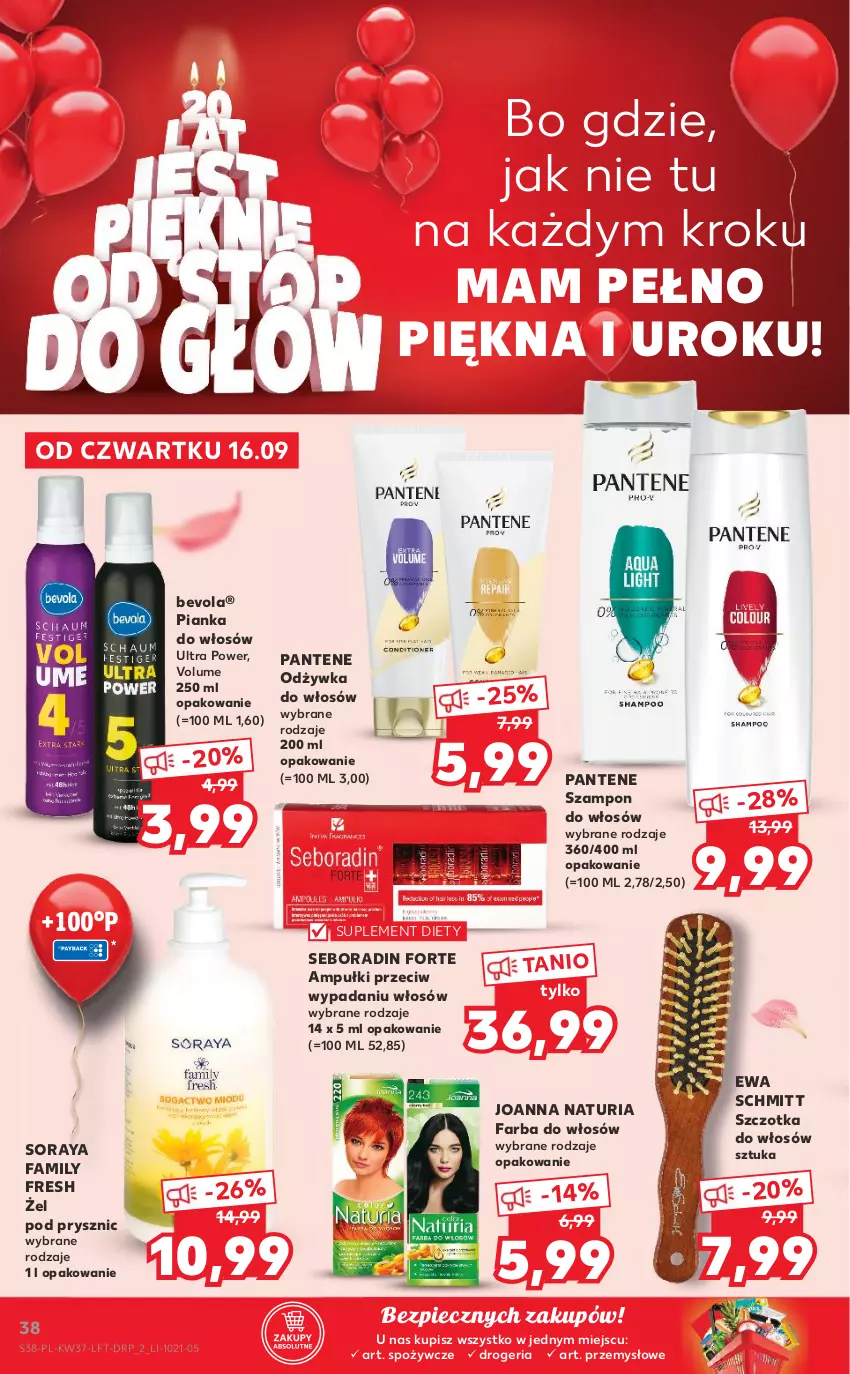 Gazetka promocyjna Kaufland - OFERTA TYGODNIA - ważna 16.09 do 22.09.2021 - strona 38 - produkty: Ewa Schmitt, Fa, Farba do włosów, Joanna, Odżywka, Pantene, Pianka do włosów, Piec, Seboradin, Suplement diety, Szampon, Szczotka, Szczotka do włosów