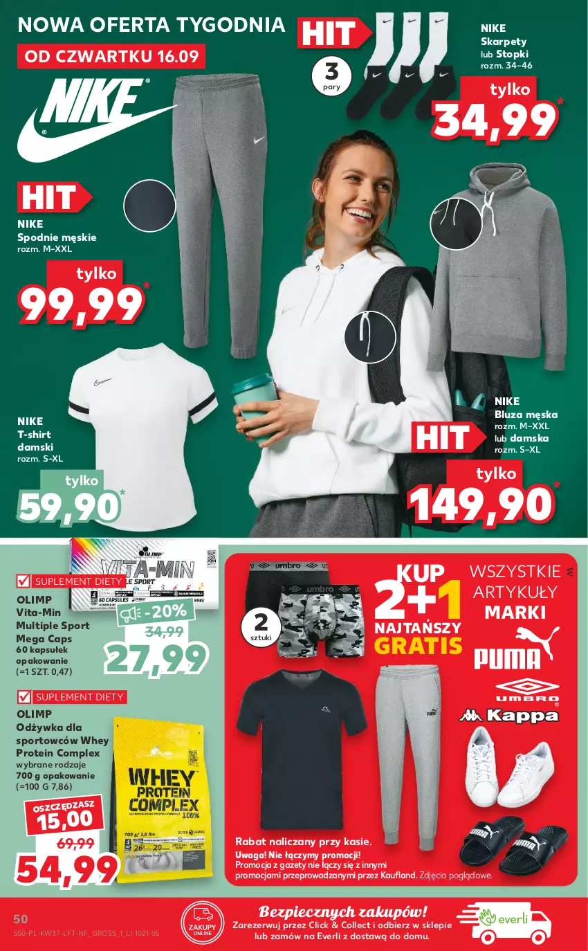 Gazetka promocyjna Kaufland - OFERTA TYGODNIA - ważna 16.09 do 22.09.2021 - strona 50 - produkty: Bluza, Gra, Karp, Nike, Odżywka, Piec, Por, Spodnie, Sport, Suplement diety, T-shirt, Top, Vita-Min, Waga