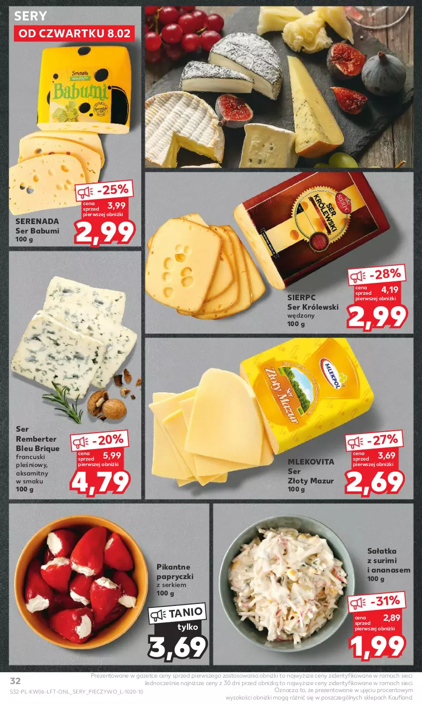 Gazetka promocyjna Kaufland - Gazetka tygodnia - ważna 08.02 do 14.02.2024 - strona 32 - produkty: Aksam, Ananas, Królewski, Mleko, Mlekovita, Piec, Pieczywo, Rama, Sałat, Sałatka, Ser, Sok, Surimi, Złoty Mazur