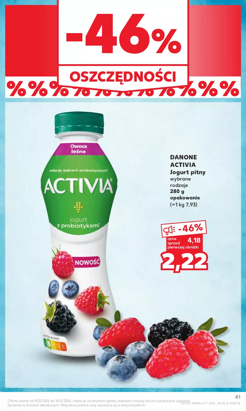 Gazetka promocyjna Kaufland - Gazetka tygodnia - ważna 08.02 do 14.02.2024 - strona 41 - produkty: Activia, Danone, Jogurt, Jogurt pitny