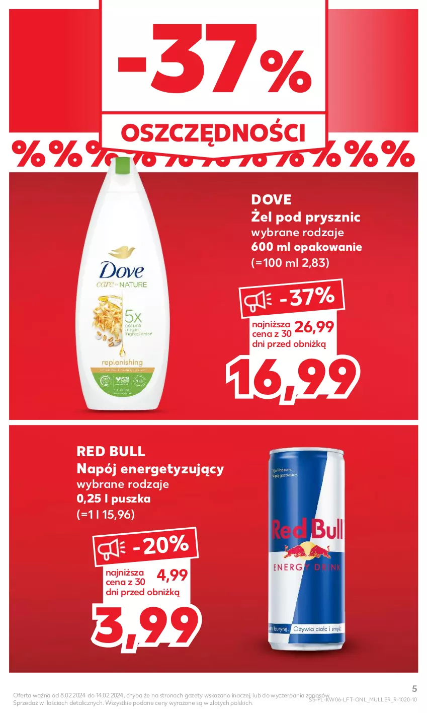 Gazetka promocyjna Kaufland - Gazetka tygodnia - ważna 08.02 do 14.02.2024 - strona 5 - produkty: Dove, Napój, Red Bull