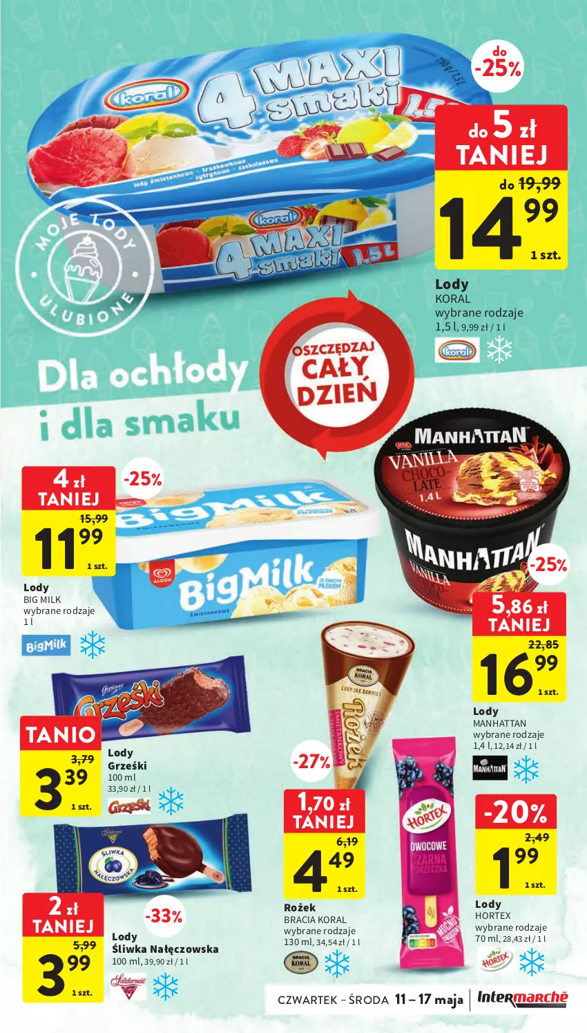 Gazetka promocyjna Intermarche - Gazetka Intermarche - ważna 11.05 do 17.05.2023 - strona 23 - produkty: Big Milk, Grześki, Hortex, Lody