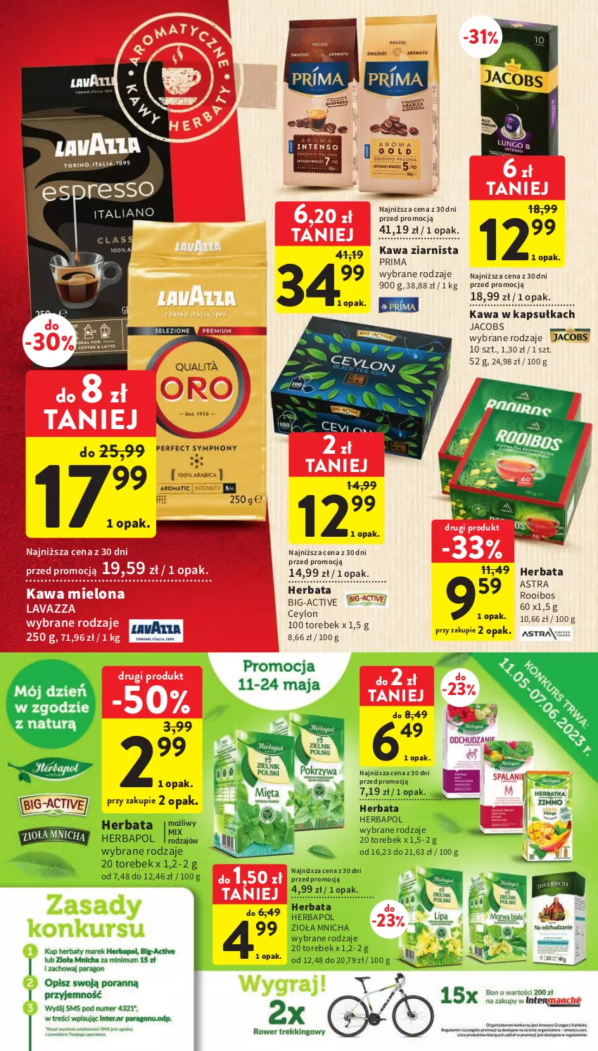 Gazetka promocyjna Intermarche - Gazetka Intermarche - ważna 11.05 do 17.05.2023 - strona 24 - produkty: Herbapol, Herbata, Jacobs, Kawa, Kawa mielona, Kawa ziarnista, Lavazza, Prima