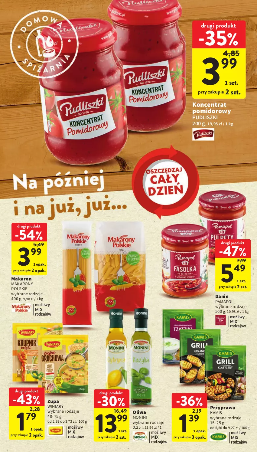 Gazetka promocyjna Intermarche - Gazetka Intermarche - ważna 11.05 do 17.05.2023 - strona 28 - produkty: Kamis, Koncentrat pomidorowy, Makaron, Monini, Pudliszki, Winiary, Zupa