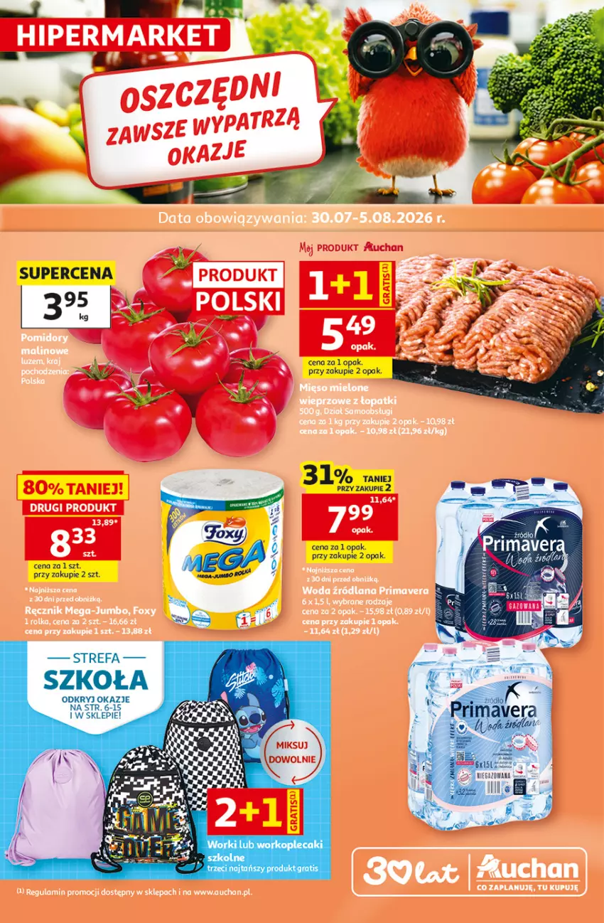Gazetka promocyjna Auchan - Gazetka 30 Lat Hipermarket Auchan - ważna 30.07 do 05.08.2026 - strona 1 - produkty: Fa, Gra, Plecak
