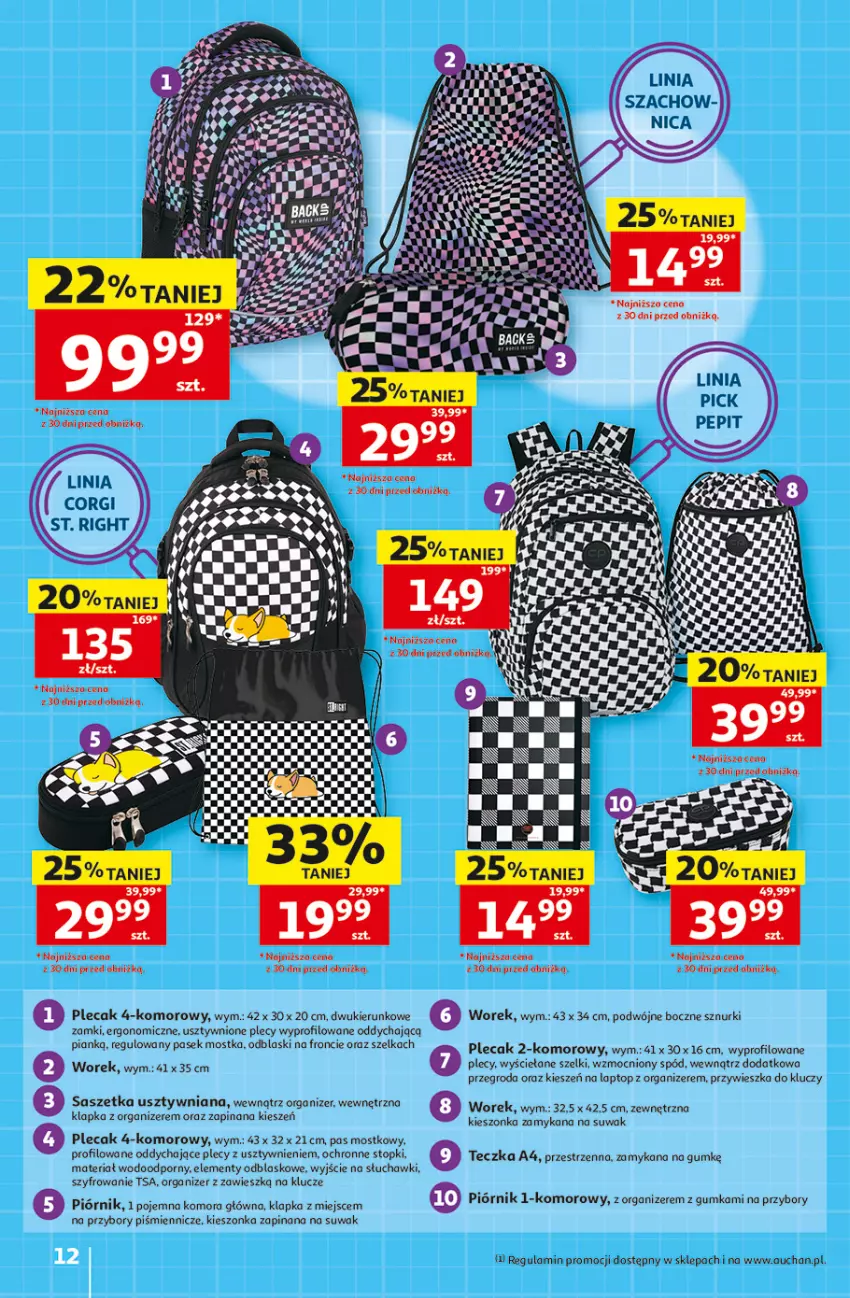 Gazetka promocyjna Auchan - Gazetka 30 Lat Hipermarket Auchan - ważna 30.07 do 05.08.2026 - strona 12 - produkty: Koc, Organizer, Pasek, Piórnik, Plecak, Por, Słuchawki, Top