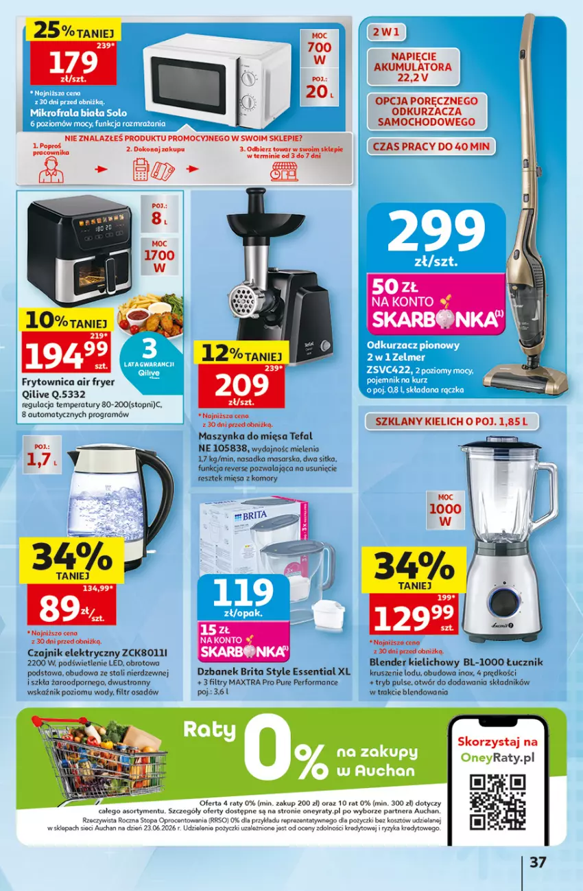 Gazetka promocyjna Auchan - Gazetka 30 Lat Hipermarket Auchan - ważna 30.07 do 05.08.2026 - strona 37 - produkty: Akumulator, Blender, Brit, Brita, Czajnik, Czajnik elektryczny, Dzbanek, Fa, Gra, Kosz, Maszynka, Odkurzacz, Por, Pur, Szynka, Tefal, Top