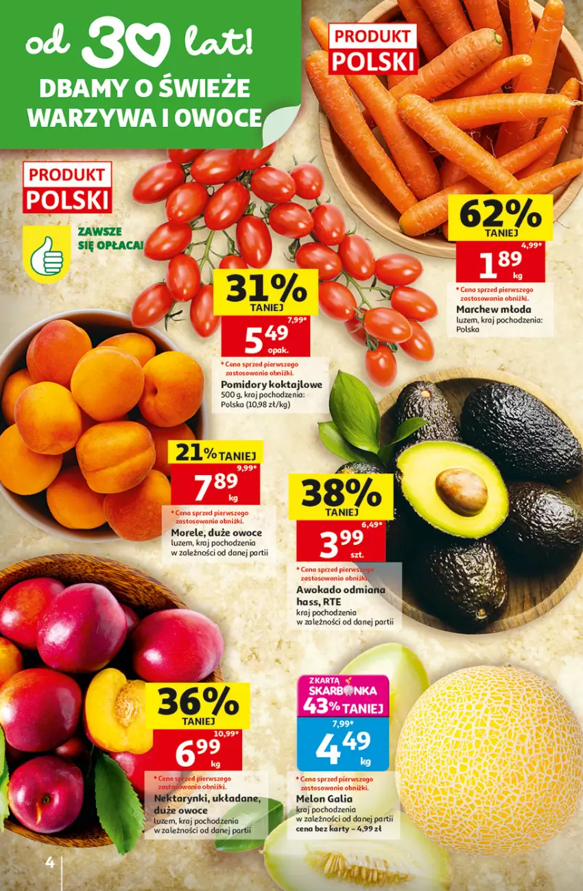Gazetka promocyjna Auchan - Gazetka 30 Lat Hipermarket Auchan - ważna 30.07 do 05.08.2026 - strona 4 - produkty: Melon, Owoce, Pomidory, Warzywa, Warzywa i owoce