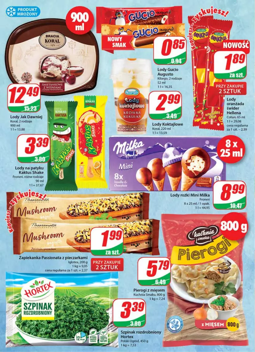 Gazetka promocyjna Dino - Gazetka - ważna 08.06 do 14.06.2022 - strona 10 - produkty: Hellena, Kaktus, Kuchnia, Lody, Milka, Oranżada, Pierogi, Szpinak