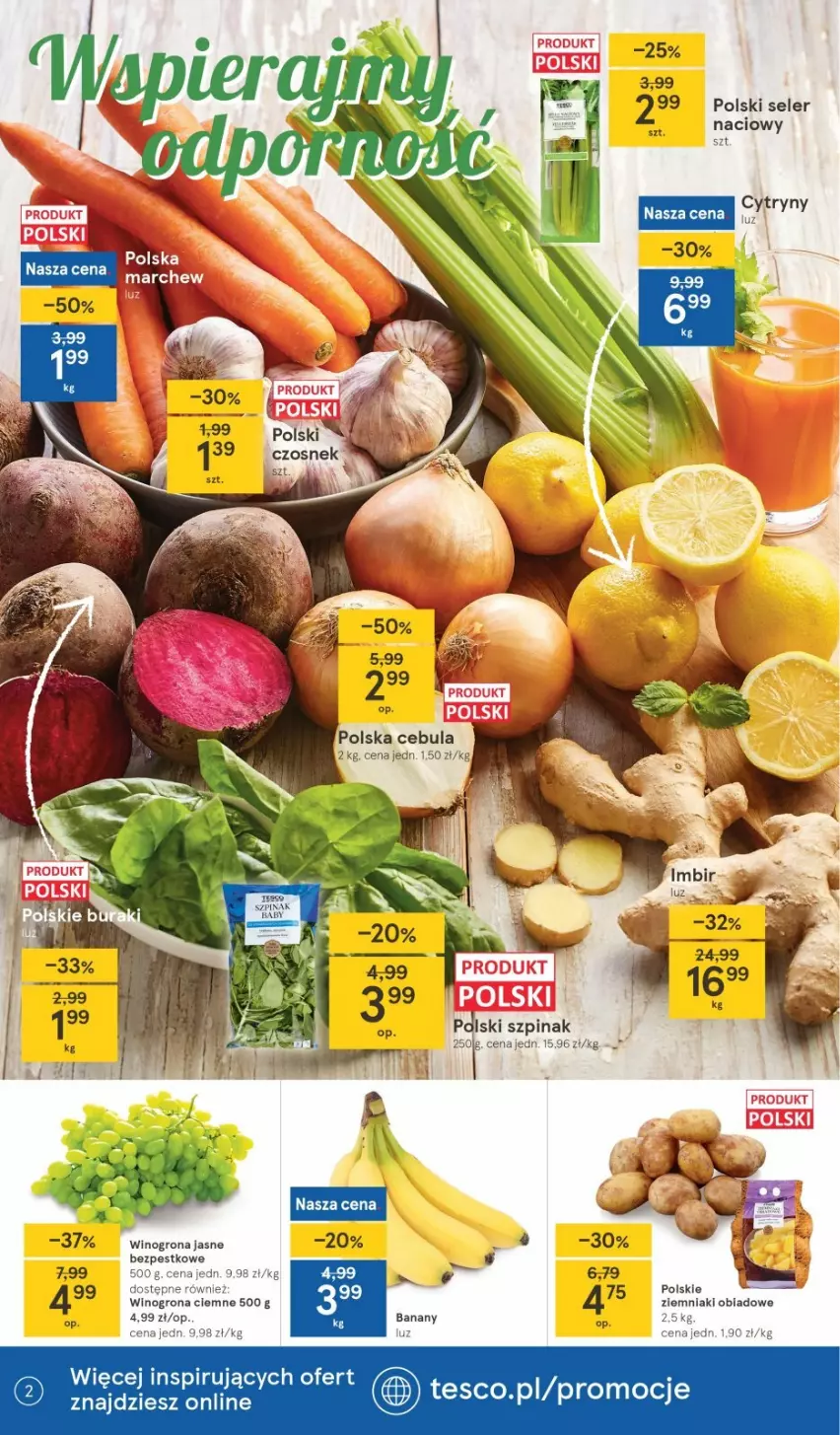 Gazetka promocyjna Tesco - Tesco gazetka - przyszły tydzień - ważna 09.09 do 15.09.2021 - strona 2 - produkty: Czosnek, Szpinak, Wino, Winogrona, Ziemniaki