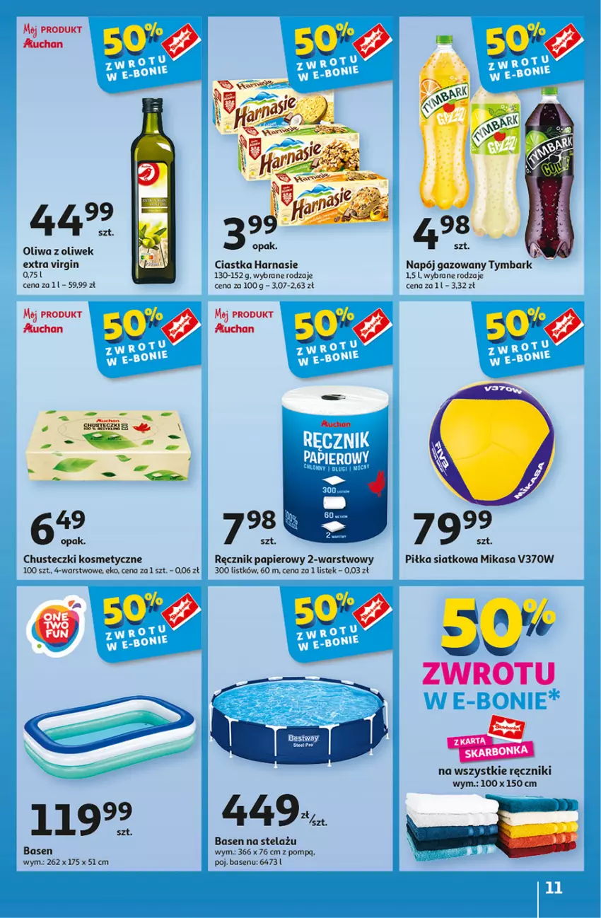 Gazetka promocyjna Auchan - Gazetka CENY W DÓŁ Hipermarket Auchan - ważna 04.07 do 10.07.2024 - strona 13 - produkty: Chusteczki, Chusteczki kosmetyczne, Ciastka, Gin, Napój, Napój gazowany, Oliwa z oliwek, Papier, Ręcznik, Stek, Tymbark