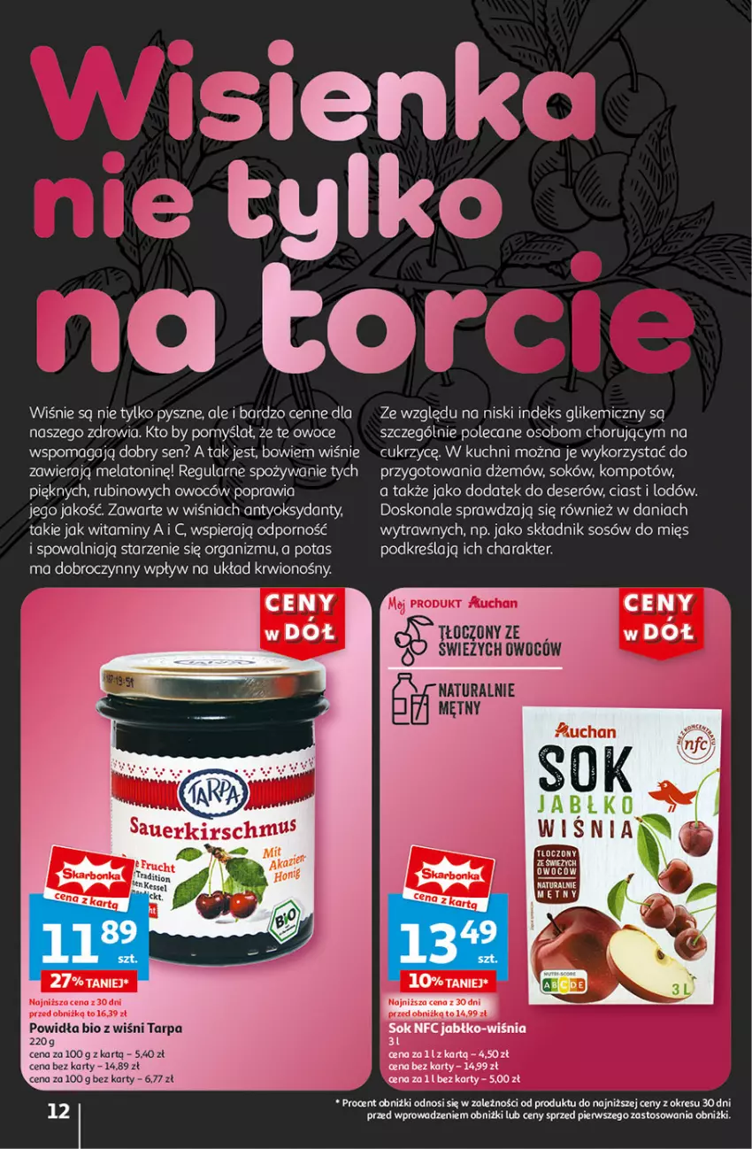 Gazetka promocyjna Auchan - Gazetka CENY W DÓŁ Hipermarket Auchan - ważna 04.07 do 10.07.2024 - strona 14 - produkty: Deser, Dżem, Owoce, Por, Ser, Sok, Sos