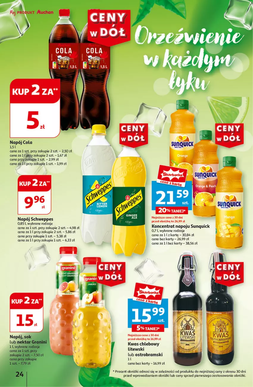 Gazetka promocyjna Auchan - Gazetka CENY W DÓŁ Hipermarket Auchan - ważna 04.07 do 10.07.2024 - strona 26 - produkty: Chleb, Gra, Napój, Nektar, Schweppes, Sok