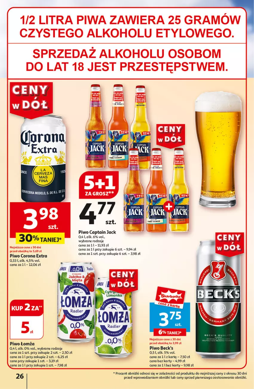 Gazetka promocyjna Auchan - Gazetka CENY W DÓŁ Hipermarket Auchan - ważna 04.07 do 10.07.2024 - strona 28 - produkty: Captain Jack, Corona Extra, Fa, Gra, Piwa, Piwo