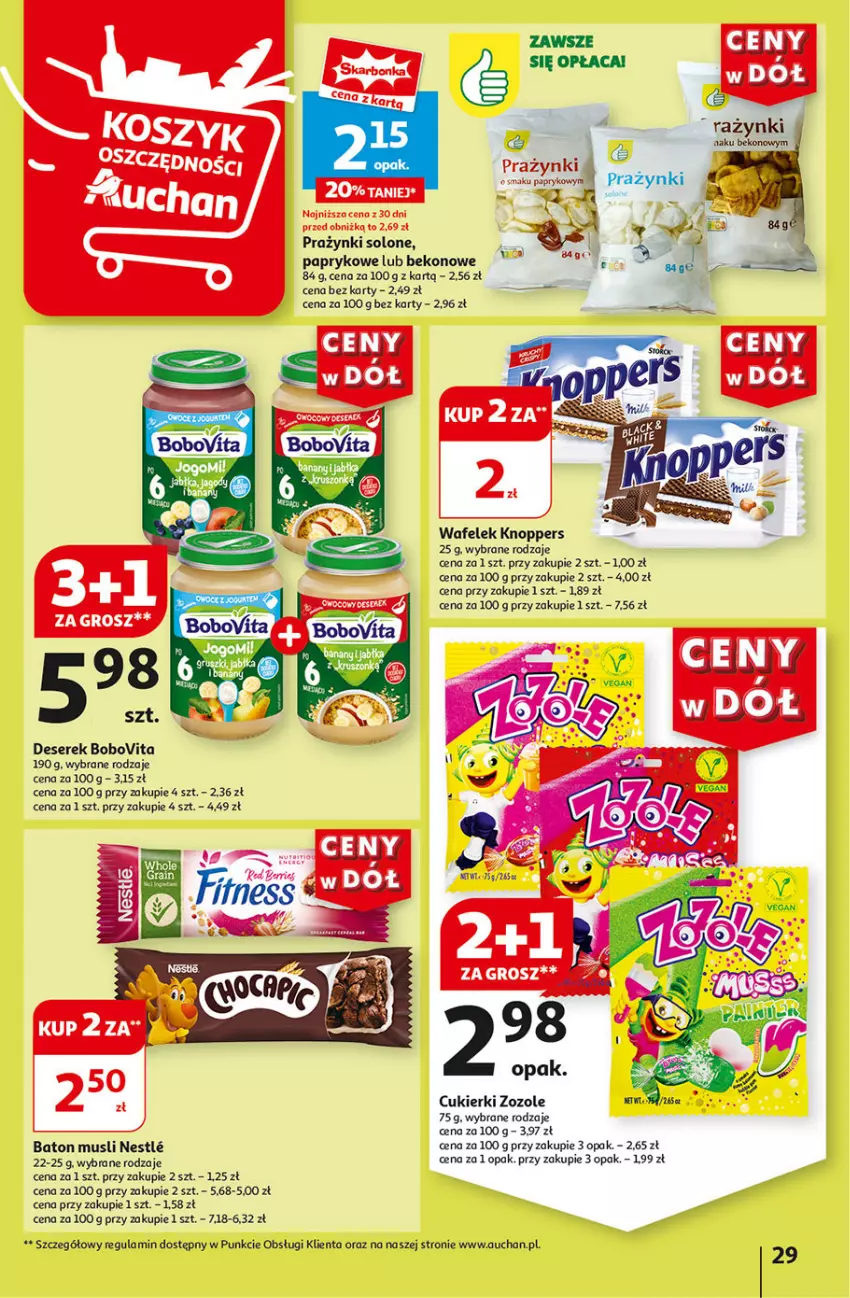 Gazetka promocyjna Auchan - Gazetka CENY W DÓŁ Hipermarket Auchan - ważna 04.07 do 10.07.2024 - strona 31 - produkty: Baton, Beko, BoboVita, Cukier, Cukierki, Deser, Knoppers, Mus, Ser, Serek, Tera, Wafelek