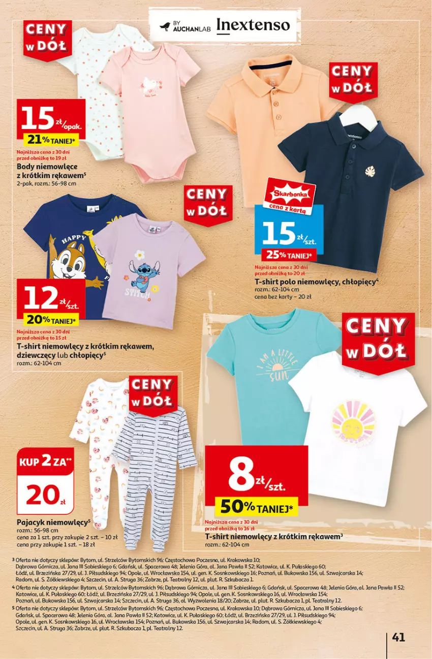 Gazetka promocyjna Auchan - Gazetka CENY W DÓŁ Hipermarket Auchan - ważna 04.07 do 10.07.2024 - strona 49 - produkty: Acer, Body, Cars, Pajac, Sos, T-shirt