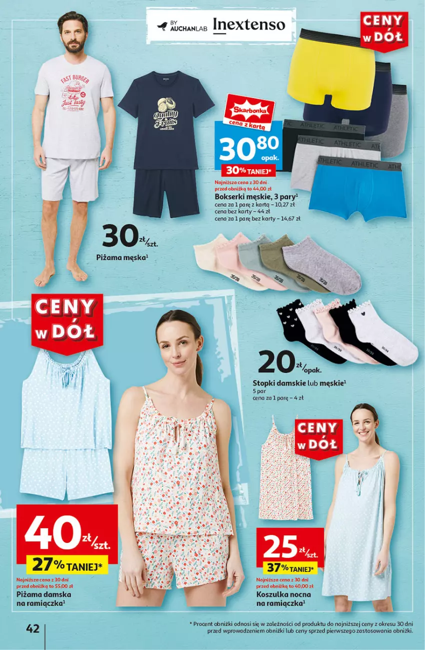 Gazetka promocyjna Auchan - Gazetka CENY W DÓŁ Hipermarket Auchan - ważna 04.07 do 10.07.2024 - strona 50 - produkty: Bokserki, Kosz, Koszulka, Piżama, Ser, Top