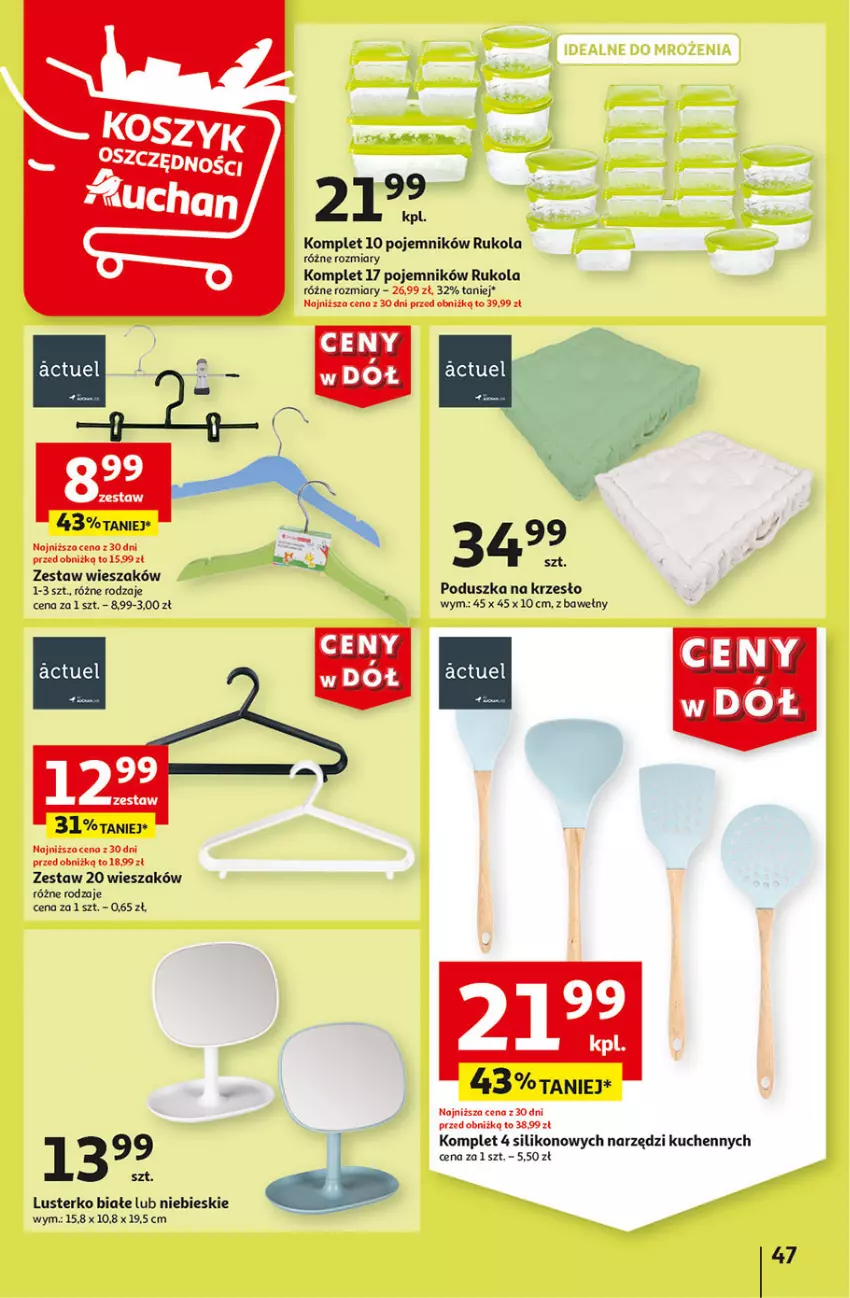 Gazetka promocyjna Auchan - Gazetka CENY W DÓŁ Hipermarket Auchan - ważna 04.07 do 10.07.2024 - strona 55 - produkty: Krzesło, Poduszka, Pojemnik, Rukola, Wieszak