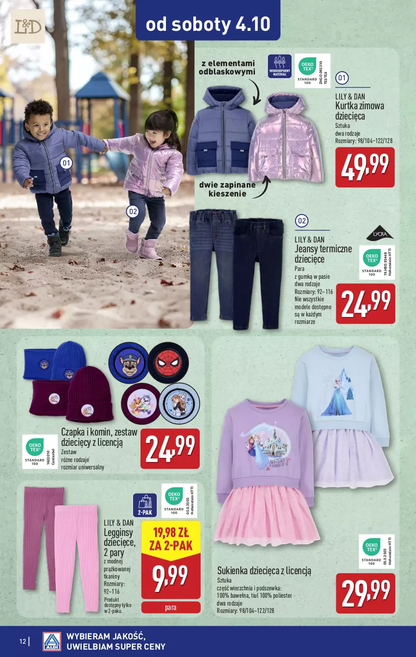 Gazetka promocyjna Aldi - Artykuły przemysłowe i tekstylia - ważna 29.09 do 04.10.2025 - strona 12 - produkty: Czapka, Dzieci, Gin, Kurtka, Legginsy, Sukienka, Wełna