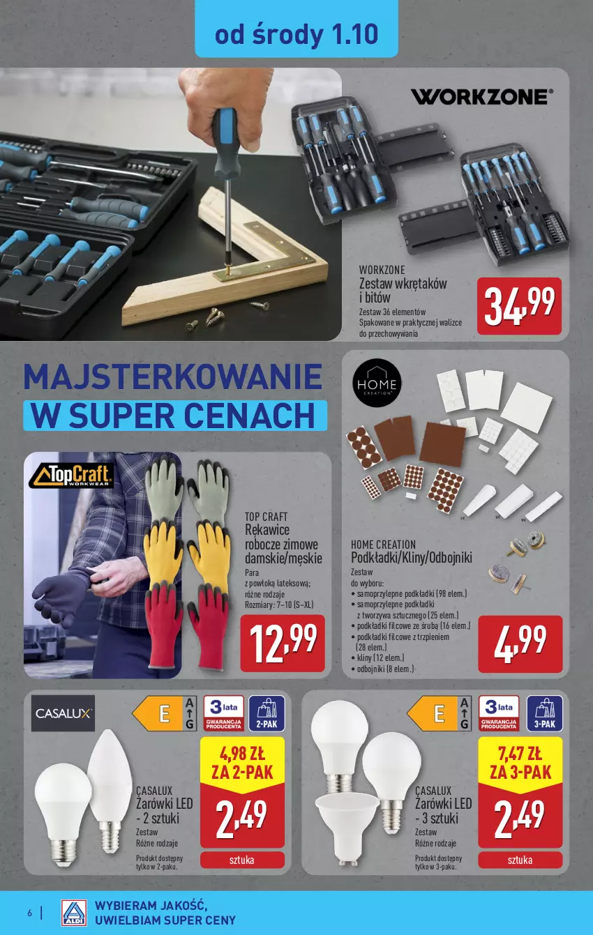 Gazetka promocyjna Aldi - Artykuły przemysłowe i tekstylia - ważna 29.09 do 04.10.2025 - strona 6 - produkty: Mop, Podkład, Rękawice, Rękawice robocze, Top, Wkręt, Zestaw wkrętaków