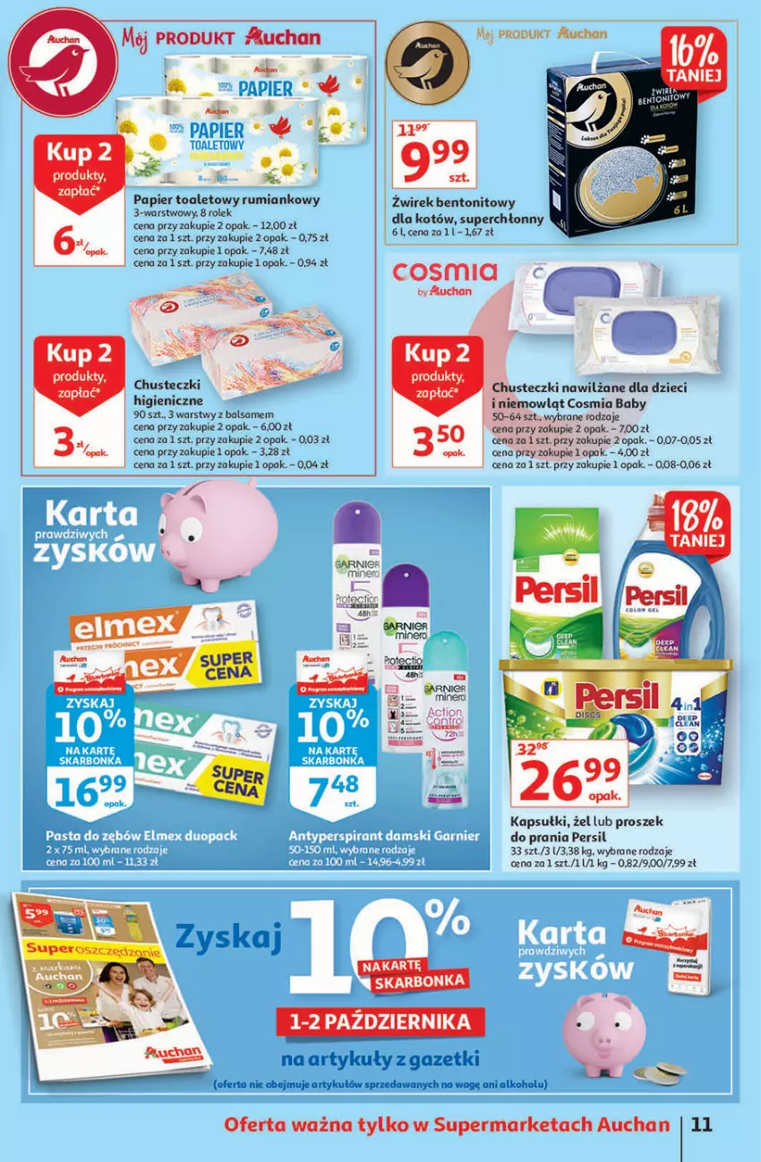 Gazetka promocyjna Auchan - Superoszczędzanie z markami Auchan Supermarkety - ważna 30.09 do 06.10.2021 - strona 11 - produkty: Chusteczki, Dzieci, Papier, Papier toaletowy, Persil, Rum