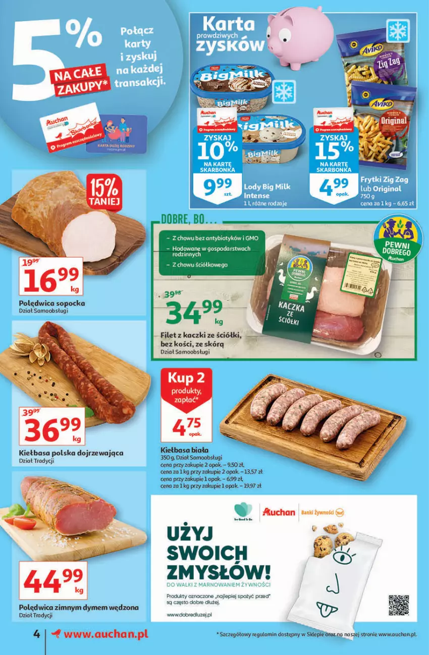 Gazetka promocyjna Auchan - Superoszczędzanie z markami Auchan Supermarkety - ważna 30.09 do 06.10.2021 - strona 4 - produkty: Kiełbasa, Kiełbasa biała, O nas, Polędwica