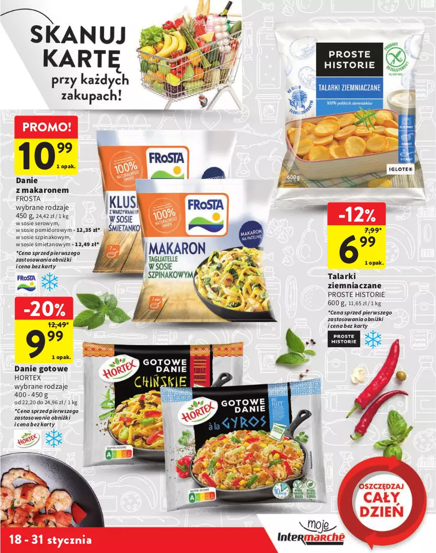 Gazetka promocyjna Intermarche - Gazetka Intermarche - ważna 18.01 do 31.01.2024 - strona 5 - produkty: Danie gotowe, Frosta, Hortex, Makaron, Ser, Sos, Szpinak