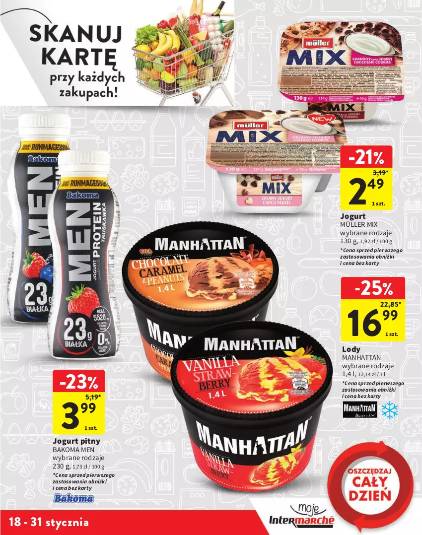 Gazetka promocyjna Intermarche - Gazetka Intermarche - ważna 18.01 do 31.01.2024 - strona 7 - produkty: Bakoma, Jogurt, Jogurt pitny, Lody, Müller, Müller Mix