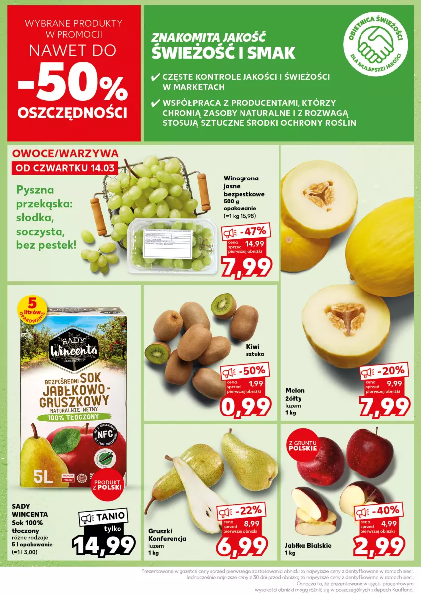 Gazetka promocyjna Kaufland - Kaufland - ważna 18.03 do 20.03.2024 - strona 14 - produkty: Grunt, Gruszki, Jabłka, Owoce, Sok, Stek, Warzywa, Wino, Winogrona