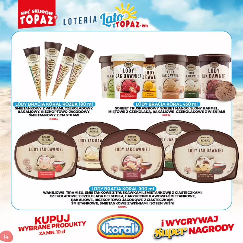 Gazetka promocyjna Topaz - Gazetka - ważna 05.07 do 05.09.2021 - strona 14 - produkty: Cappuccino, Ciastka, LG, Lody, Mango, Sos