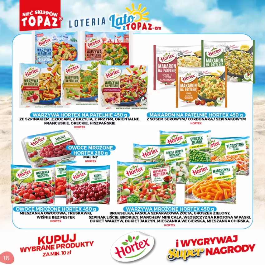 Gazetka promocyjna Topaz - Gazetka - ważna 05.07 do 05.09.2021 - strona 16 - produkty: Brokuły, Brukselka, Bukiet, Bukiet warzyw, Gry, Hortex, Stek, Szpinak, Truskawki, Warzywa