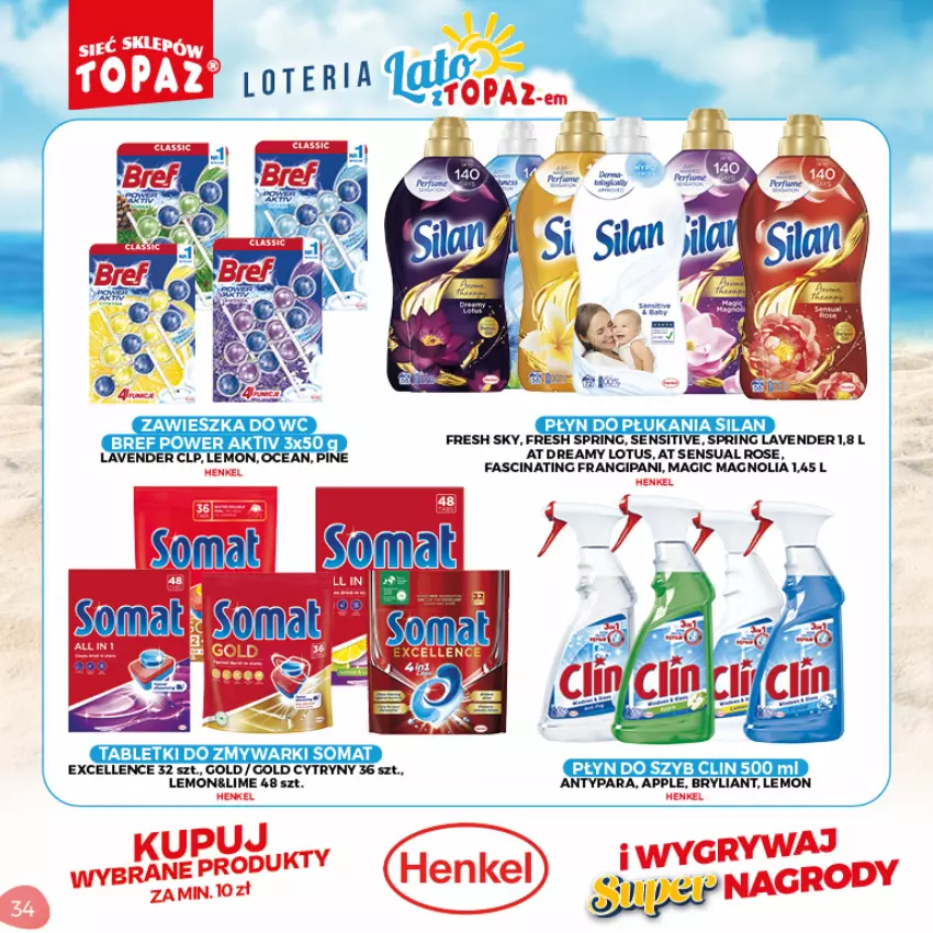 Gazetka promocyjna Topaz - Gazetka - ważna 05.07 do 05.09.2021 - strona 34 - produkty: Bref, Clin, Cytryny, Fa, LG, Płyn do szyb, Radeon, Sensual, Somat, Tablet, Tabletki do zmywarki, Zmywarki