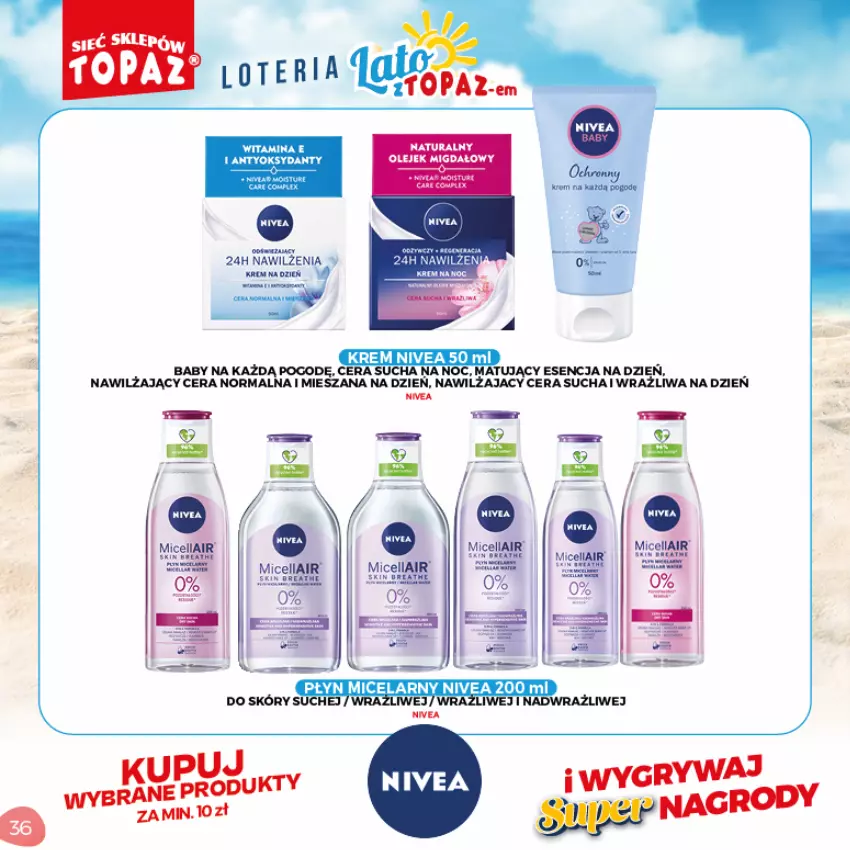 Gazetka promocyjna Topaz - Gazetka - ważna 05.07 do 05.09.2021 - strona 36 - produkty: Krem na dzień, Nivea, Olej